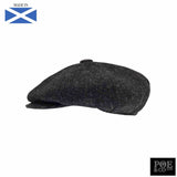 Gatsby Flat Cap in Gunmetal Harris Tweed - Poe and Company Limited - Flat Cap - Flat Cap