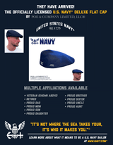 Officially Licensed U.S. Navy® Standard Edition Flat Cap Flat Cap by Poe & Company Limited | Poe and Company Limited, LLC®