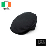 Vintage Flat Cap in Linen by Hanna Hats of Donegal™ 60-61 Black Flat Cap by Hanna Hats | Poe and Company Limited, LLC®