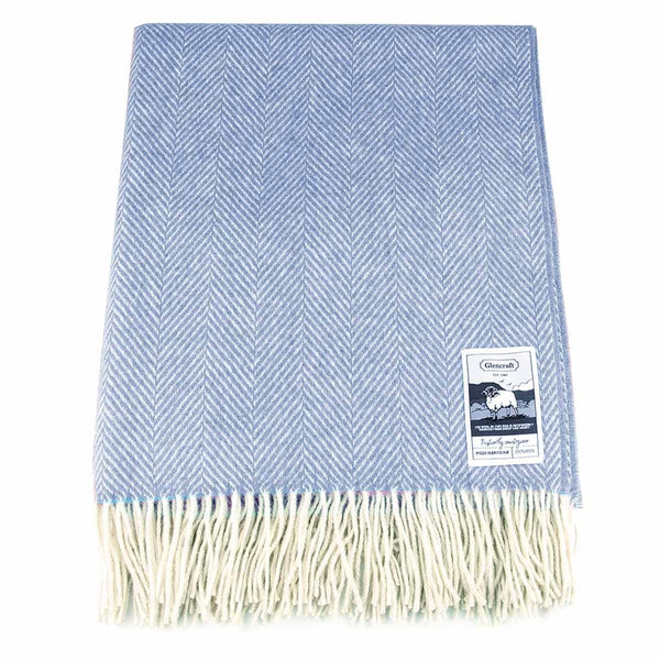 100% British Wool Fashion Blanket - Bluebell - Poe and Company Limited - Blanket - Flat Cap