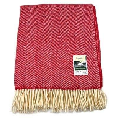 100% British Wool Fashion Blanket - Cherry Cross - Poe and Company Limited - Blanket - Flat Cap