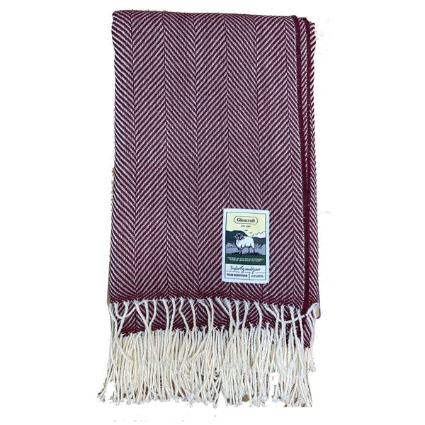 100% British Wool Fashion Blanket - Red Elderberry Blanket by Glencroft | Poe and Company Limited, LLC®