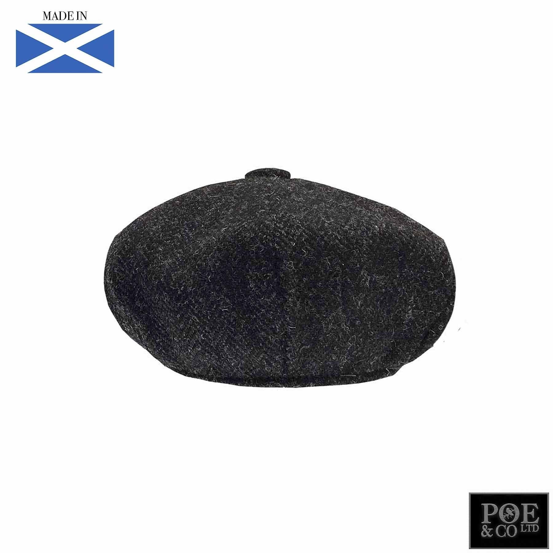 Gatsby Flat Cap in Gunmetal Harris Tweed - Poe and Company Limited - Flat Cap - Flat Cap