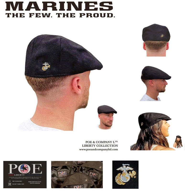 Officially Licensed U.S. Marine Corps® 1775 Deluxe Edition Flat Cap SM Plain Flat Cap by Poe & Company Limited | Poe and Company Limited, LLC®