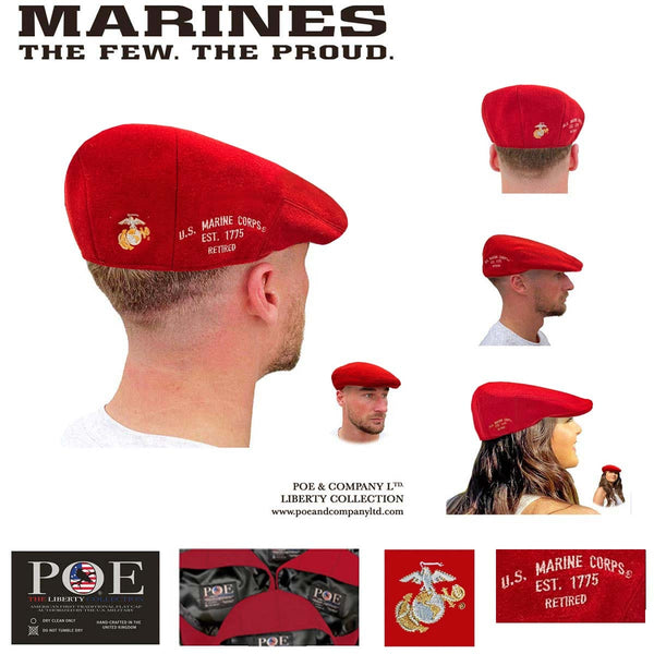 Officially Licensed U.S. Marine Corps® Red 1775 Deluxe Edition Flat Cap Flat Cap by Poe & Company Limited | Poe and Company Limited, LLC®