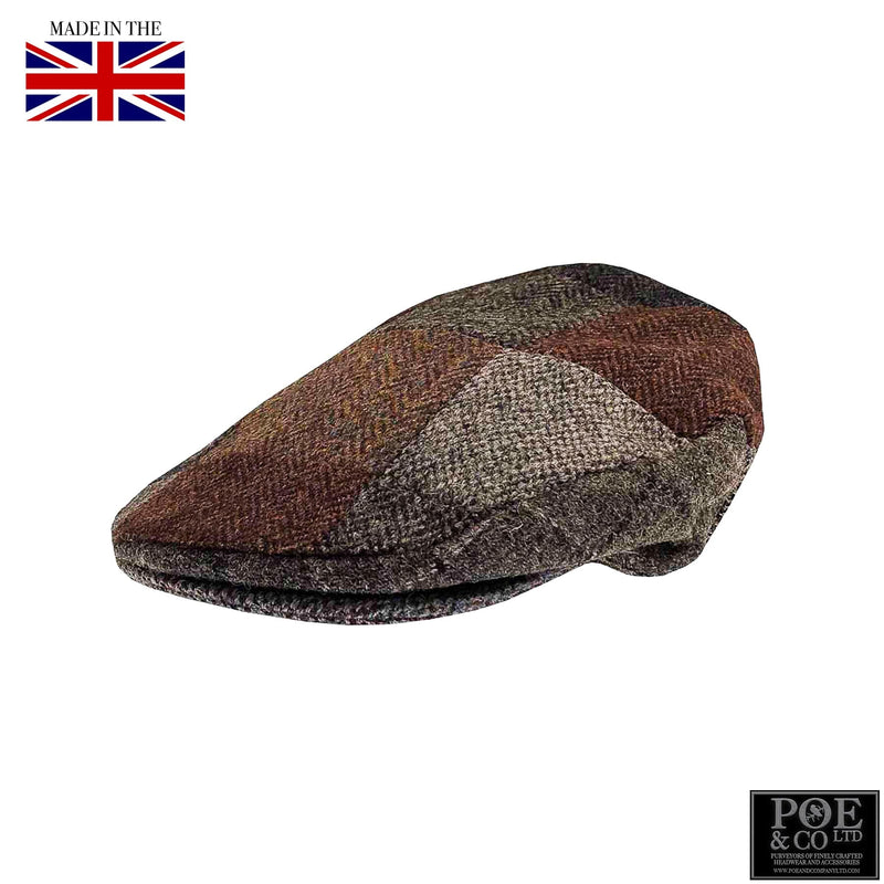 Poe and Company® Garrison Flat Cap in Patchwork Harris Tweed 56 cm Flat Cap by Poe & Company | Poe and Company Limited, LLC®