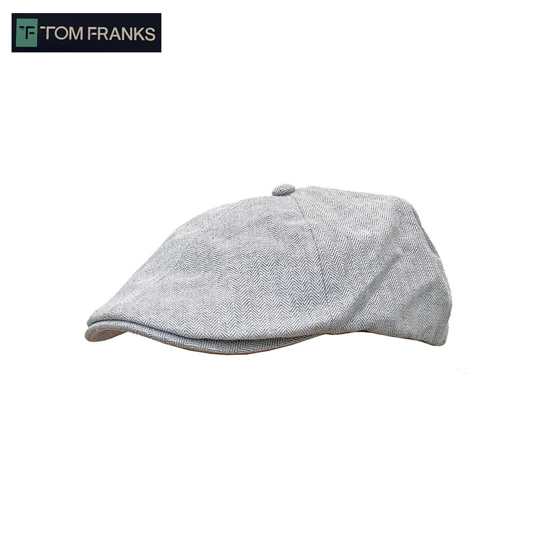 Tom Franks™ Synthetic Poly-Blend Flat Caps Gray 6-Panel Herringbone M/LG 58 cm Hats by Poe and Company Limited | Poe and Company Limited, LLC®